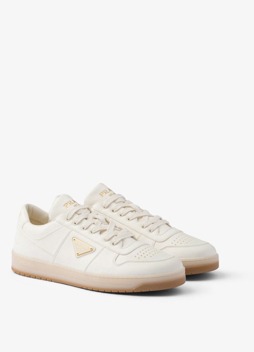 Prada Downtown sneaker van leer - voorkant 2 gebroken wit