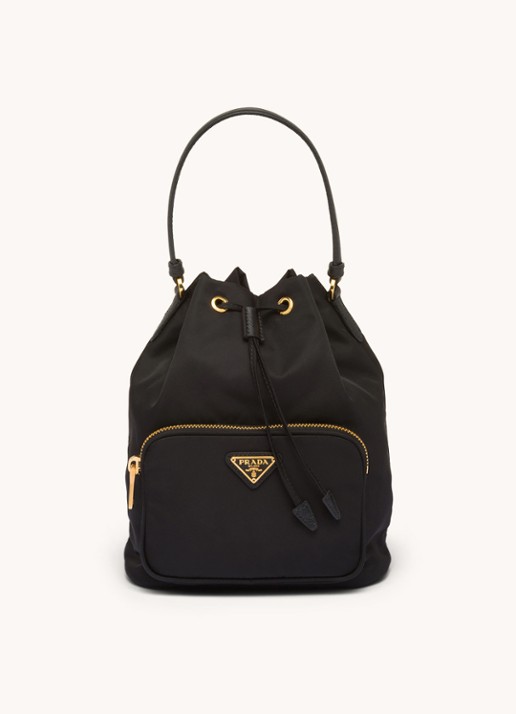 Prada Duet Re-Nylon handtas met leren details - voorkant 2 zwart