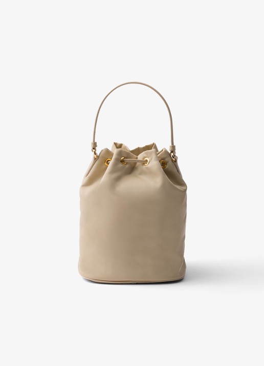 Prada Duet Re-Nylon handtas met leren details - achterkant 5 beige