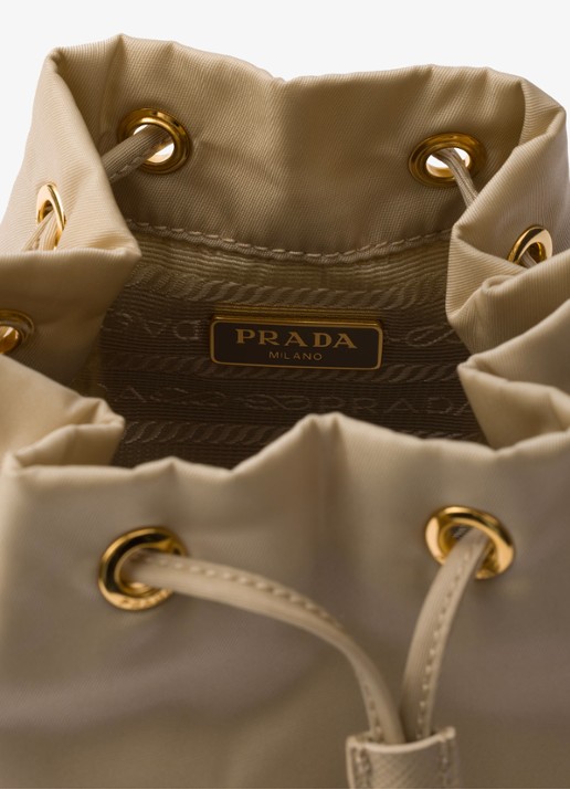 Prada Duet Re-Nylon handtas met leren details - detail beige