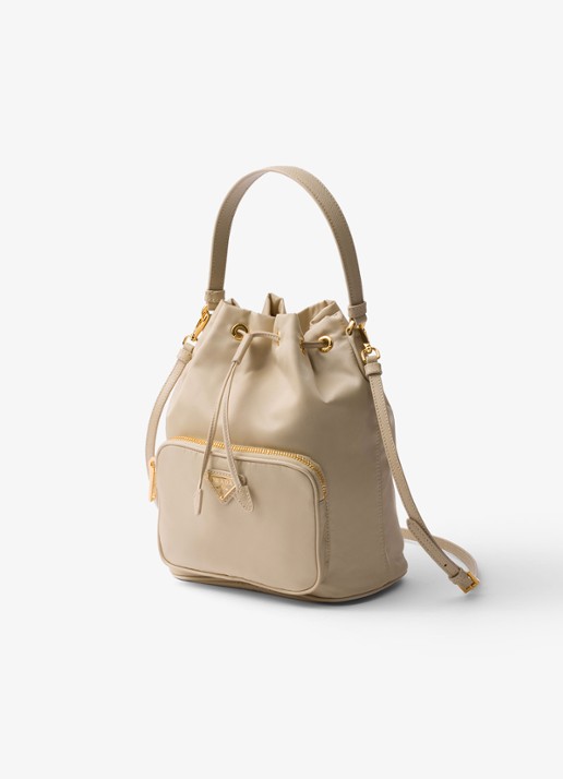 Prada Duet Re-Nylon handtas met leren details - voorkant 4 beige