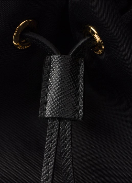 Prada Duet Re-Nylon handtas met leren details - detail 3 diepzwart