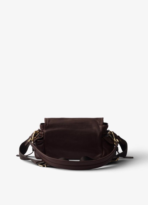 Prada Explore Medium schoudertas van lamsleer - achterkant donkerbruin