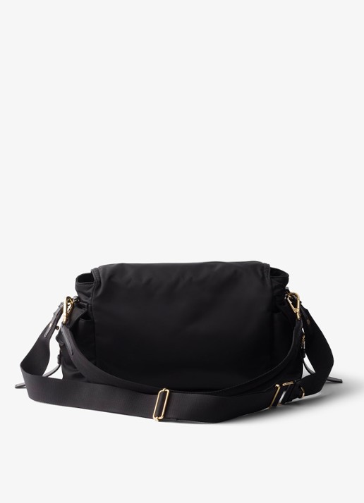 Prada Explore Re-Nylon Large schoudertas met leren details - achterkant zwart