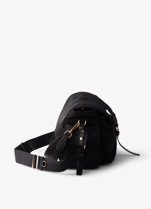 Prada Explore Re-Nylon Large schoudertas met leren details - detail 4 zwart