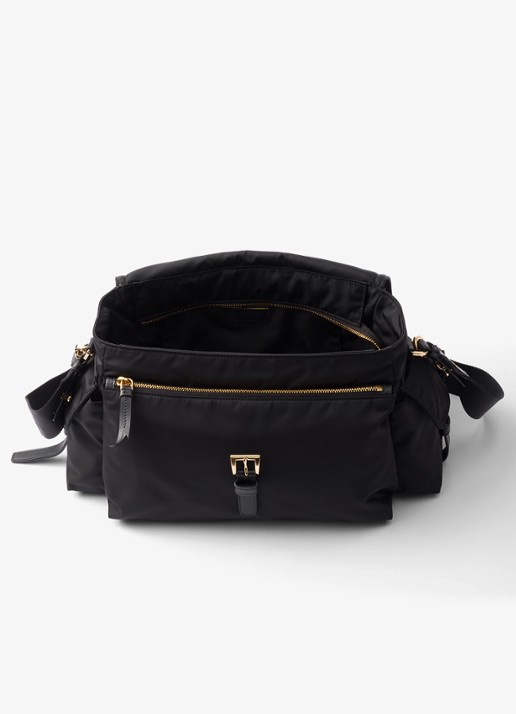 Prada Explore Re-Nylon Large schoudertas met leren details - detail 5 zwart
