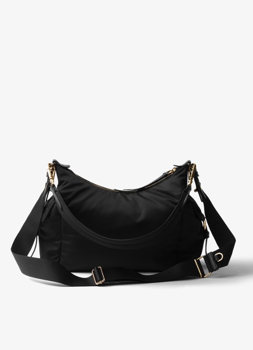 Prada Explore Re-Nylon Large schoudertas met leren details - achterkant zwart
