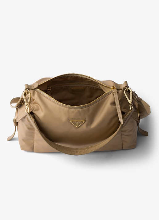 Prada Explore Re-Nylon Large schoudertas met leren details - detail 2 beige