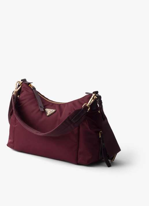 Prada Explore Re-Nylon Large schoudertas met leren details - voorkant 3 bordeauxrood