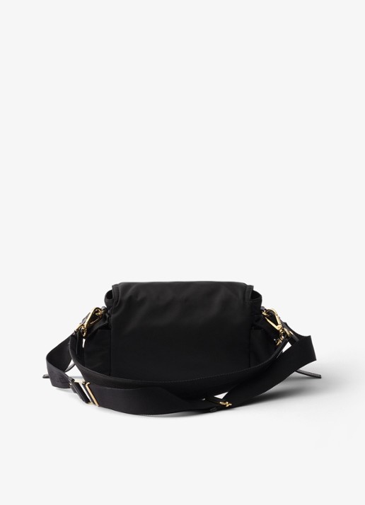 Prada Explore Re-Nylon Medium schoudertas met leren details - achterkant 7 diepzwart
