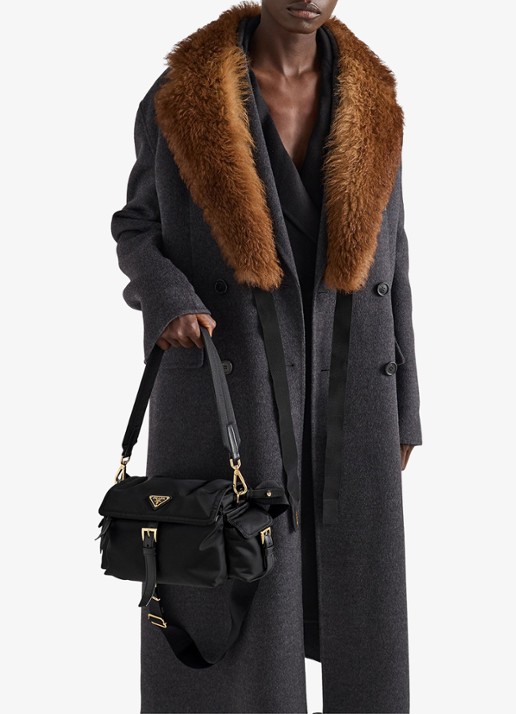 Prada Explore Re-Nylon Medium schoudertas met leren details - detail 6 diepzwart