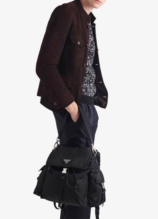 Prada Explore Re-Nylon rugzak met leren details - detail 7 zwart