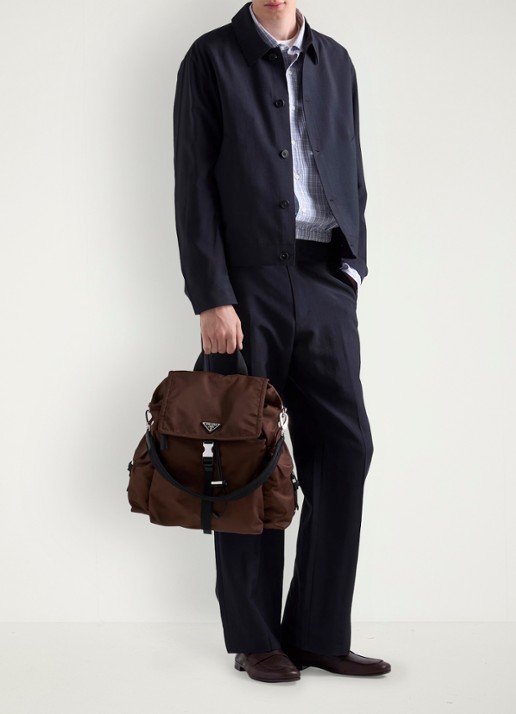 Prada Explore Re-Nylon rugzak met leren details - detail 7 bruin