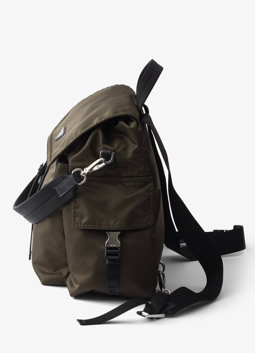 Prada Explore Re-Nylon rugzak met leren details - detail 4 legergroen