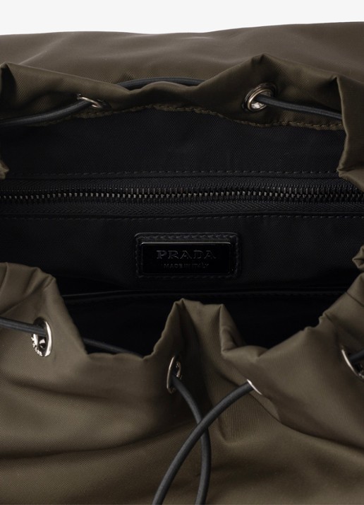 Prada Explore Re-Nylon rugzak met leren details - detail 5 legergroen