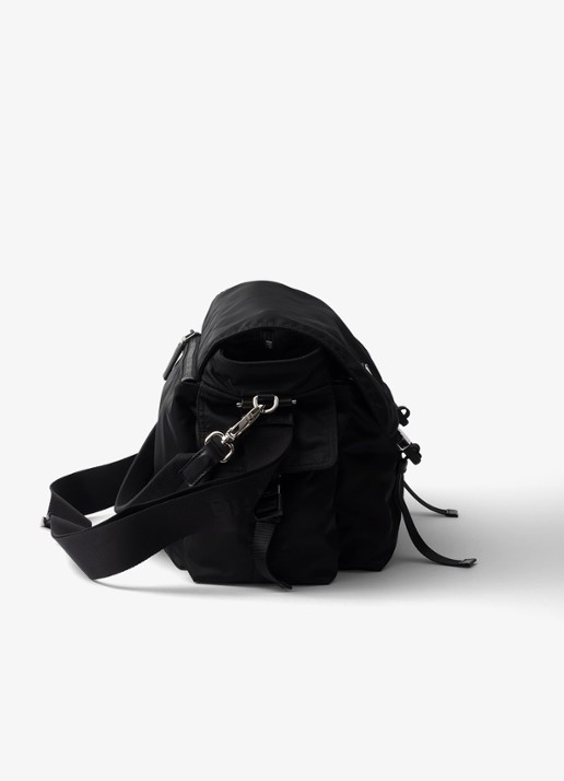 Prada Explore Re-Nylon schoudertas met leren details - detail zwart