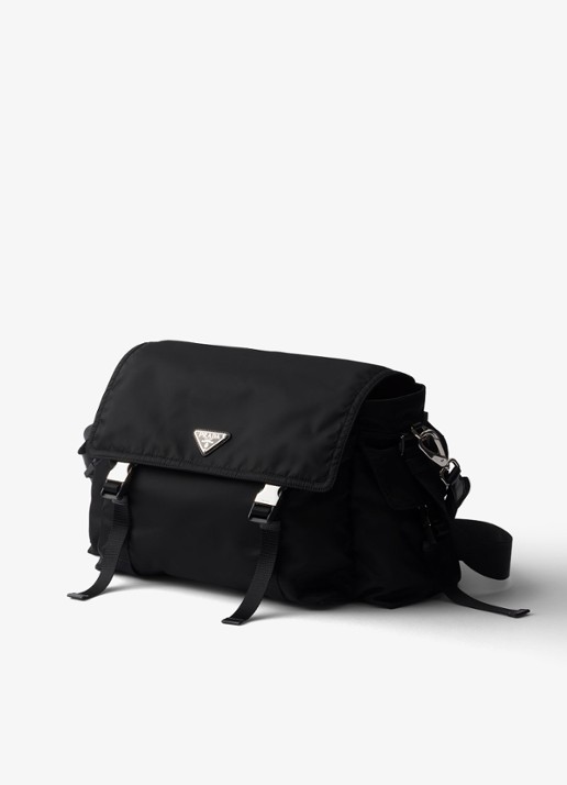 Prada Explore Re-Nylon schoudertas met leren details - voorkant 4 zwart