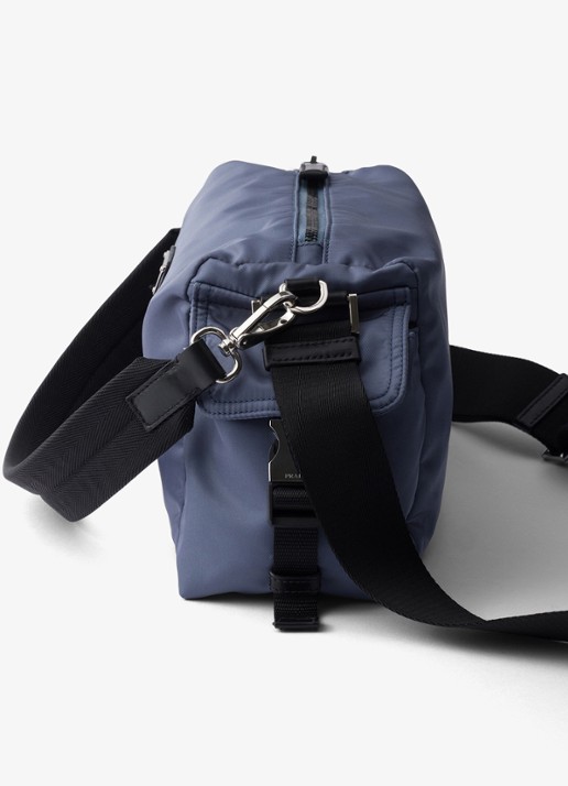 Prada Explore Re-Nylon schoudertas met leren details - detail 3 donkerblauw
