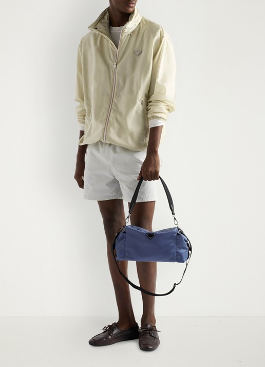 Prada Explore Re-Nylon schoudertas met leren details - detail 6 donkerblauw
