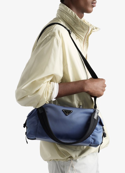Prada Explore Re-Nylon schoudertas met leren details - voorkant 2 donkerblauw