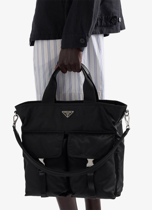 Prada Explore Re-Nylon schoudertas met leren details - detail 6 zwart