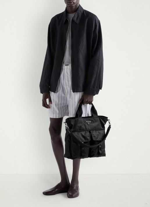 Prada Explore Re-Nylon schoudertas met leren details - detail 7 zwart