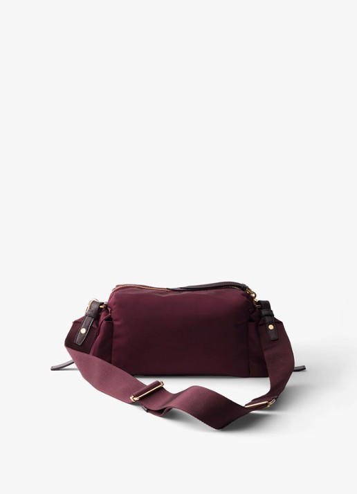 Prada Explore Re-Nylon Small schoudertas met leren details - achterkant donkerrood