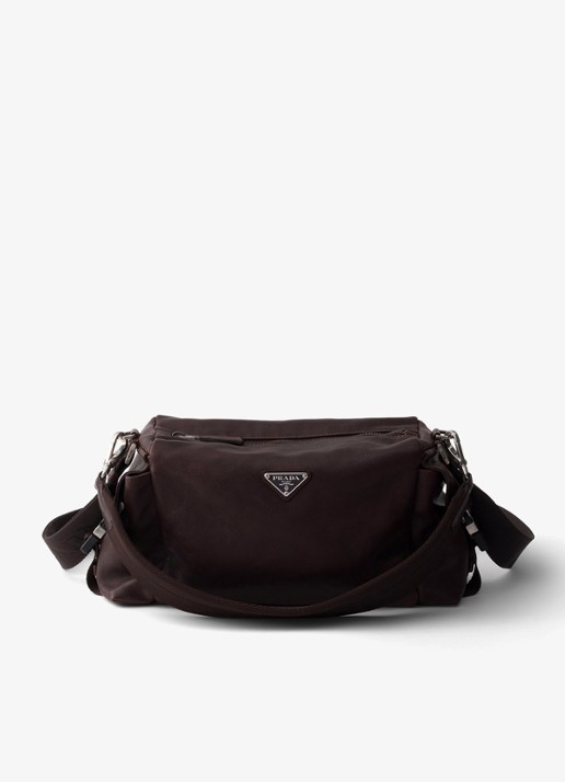 Prada Explore schoudertas van leer - voorkant bruin