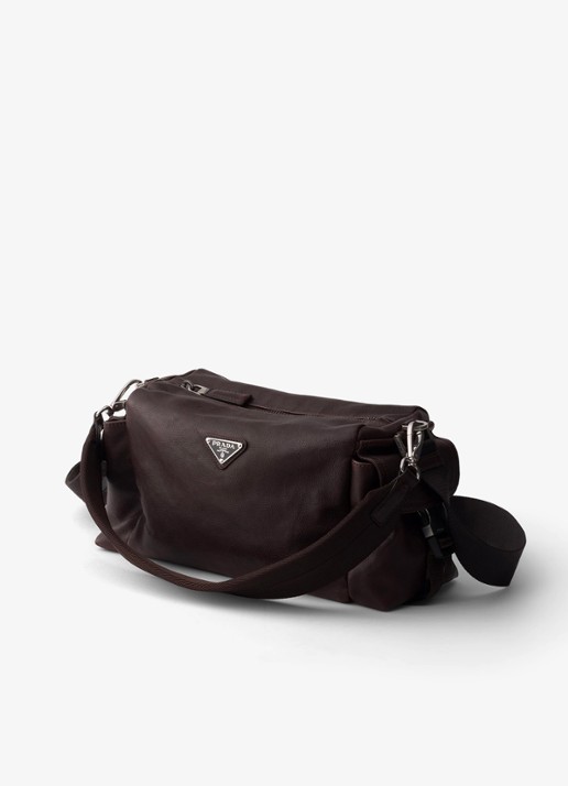 Prada Explore schoudertas van leer - voorkant 2 bruin