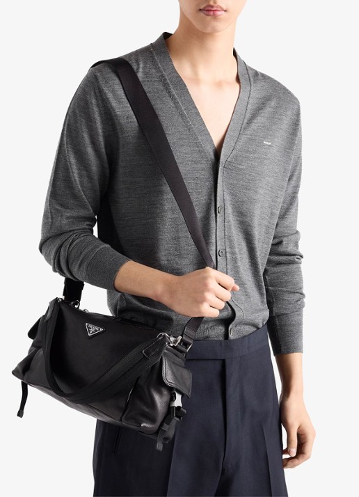 Prada Explore schoudertas van leer - voorkant 6 zwart