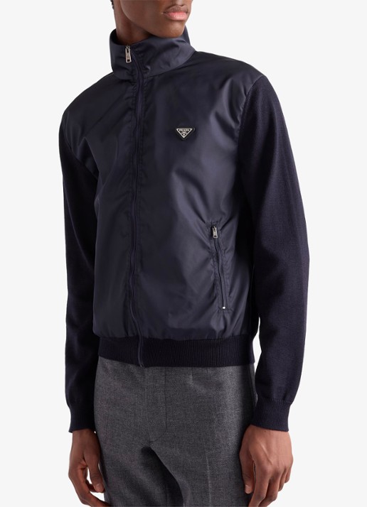 Prada Fijngebreid vest in wolblend met contrast