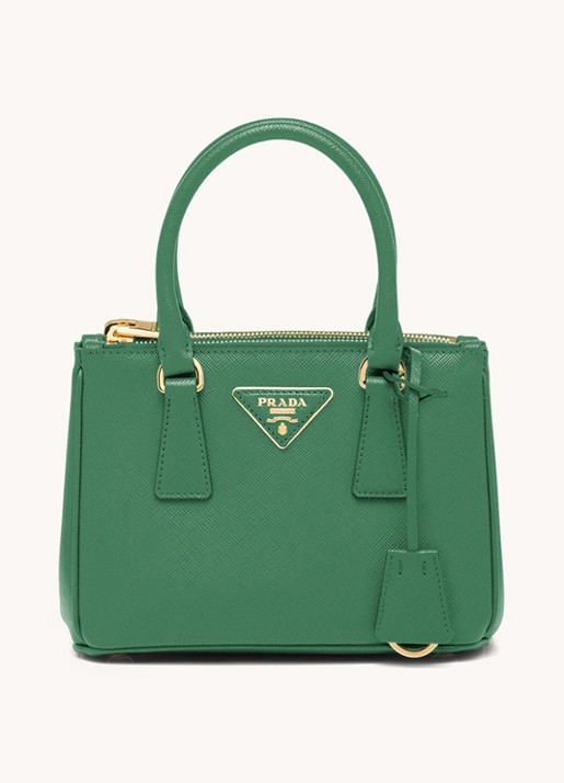 Prada Galleria handtas van kalfsleer - voorkant groen