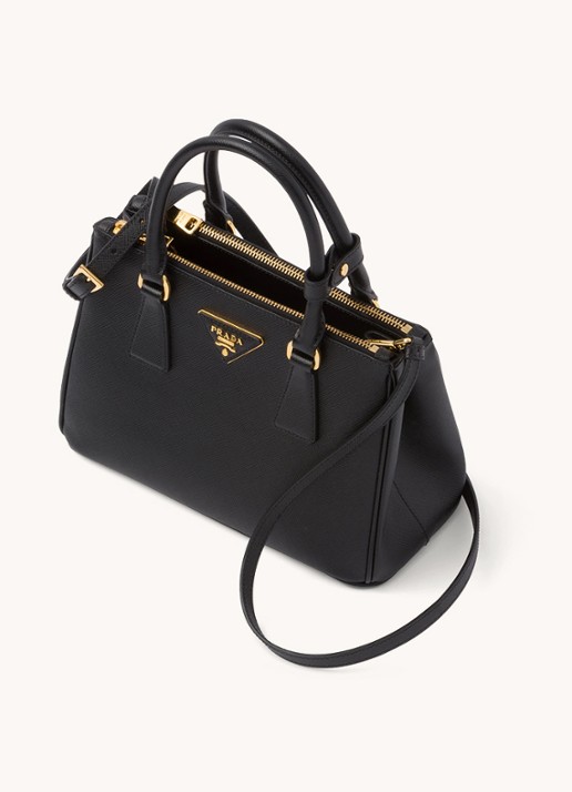 Prada Galleria handtas van leer met afneembare schouderriem - achterkant 7 zwart