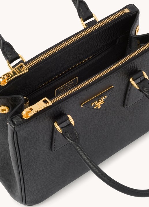 Prada Galleria handtas van leer met afneembare schouderriem - detail 4 zwart