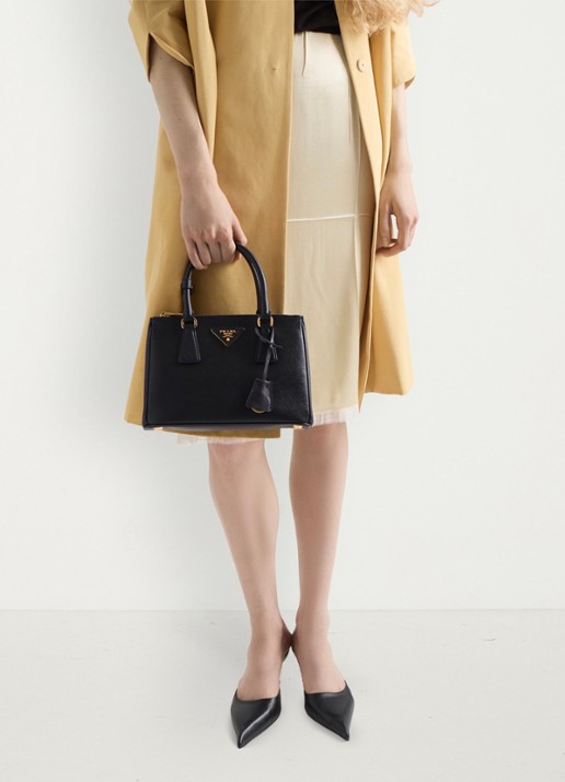 Prada Galleria handtas van leer met afneembare schouderriem - detail 7 zwart