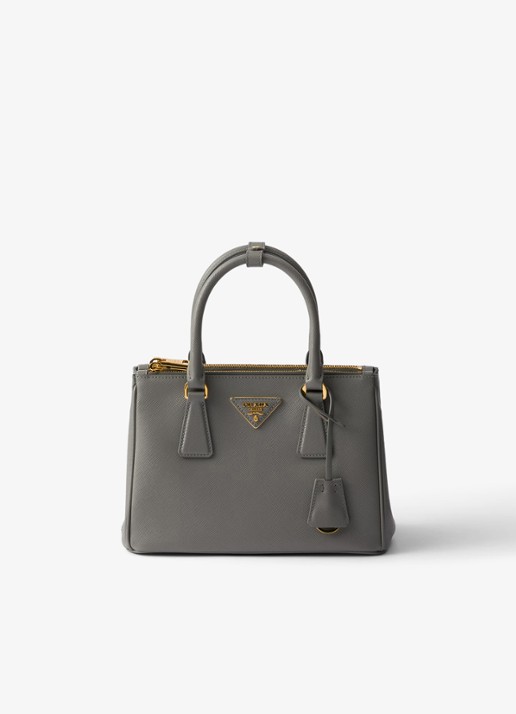 Prada Galleria handtas van leer met afneembare schouderriem - voorkant 3 donkergrijs