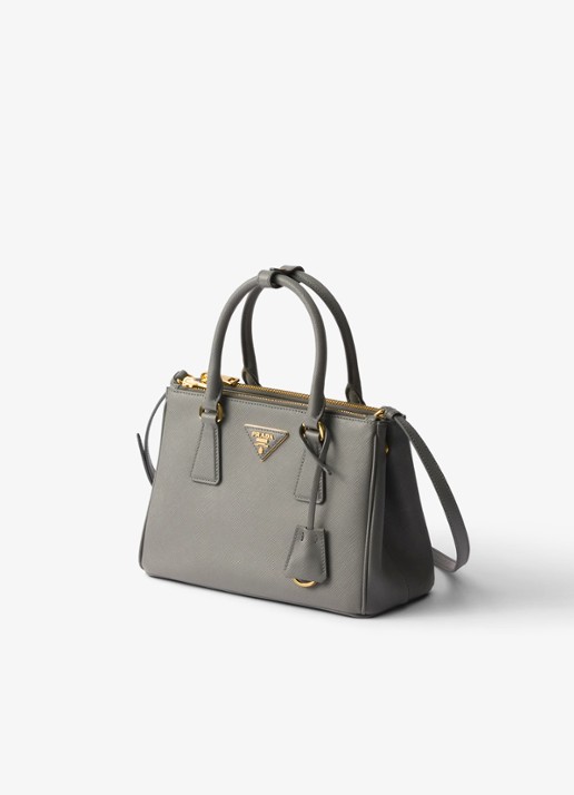 Prada Galleria handtas van leer met afneembare schouderriem - voorkant 4 donkergrijs