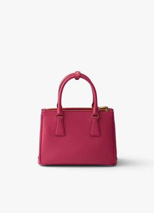Prada Galleria handtas van leer met afneembare schouderriem - achterkant donkerroze