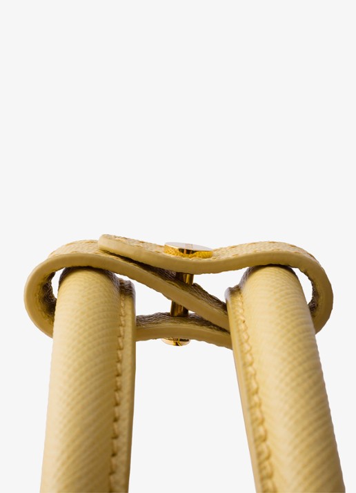 Prada Galleria handtas van leer met afneembare schouderriem - detail geel