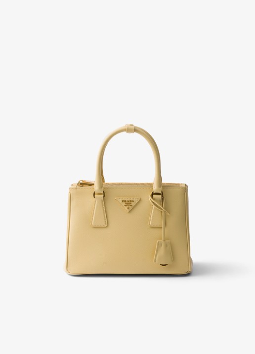 Prada Galleria handtas van leer met afneembare schouderriem - voorkant 6 geel