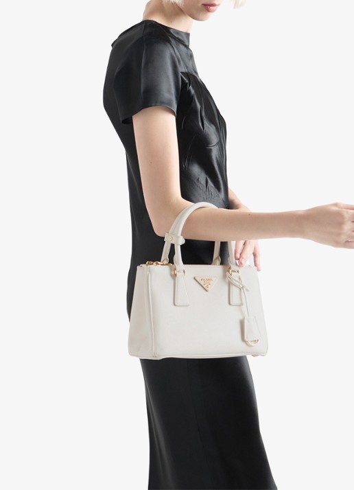 Prada Galleria handtas van leer met afneembare schouderriem - detail 4 wit