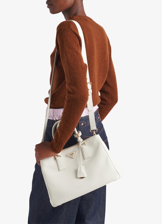 Prada Galleria Large handtas van kalfsleer - voorkant 2 wit