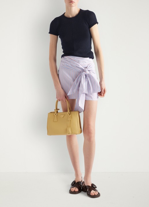 Prada Galleria Medium handtas van kalfsleer - voorkant 7 vanillegeel