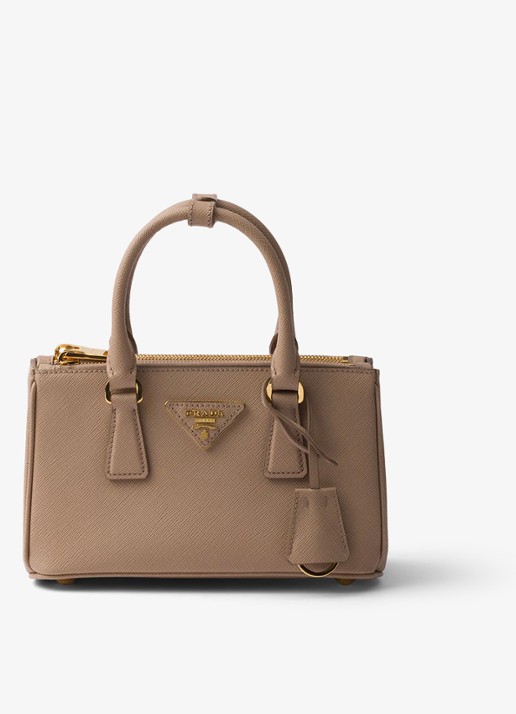 Prada Galleria Mini handtas van kalfsleer - voorkant 2 lichtbruin