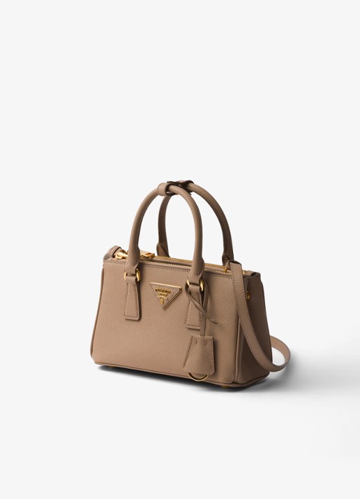Prada Galleria Mini handtas van kalfsleer - voorkant 3 lichtbruin