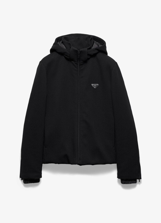 Prada Gewatteerd jack in scheerwolblend met afneembare capuchon - voorkant 5 zwart