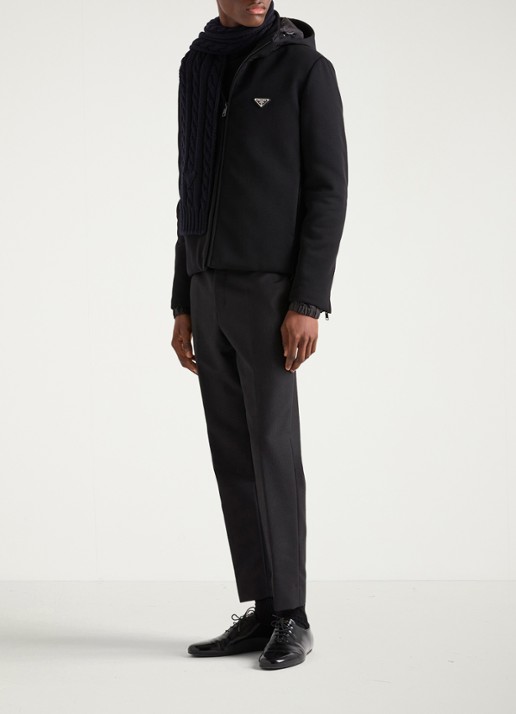 Prada Gewatteerd jack in scheerwolblend met afneembare capuchon - voorkant 6 zwart