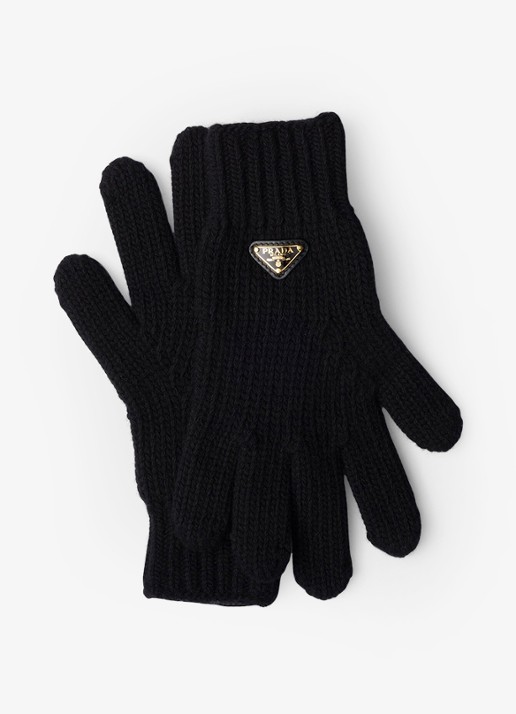 Prada Grofgebreide handschoenen in kasjmierblend met logo