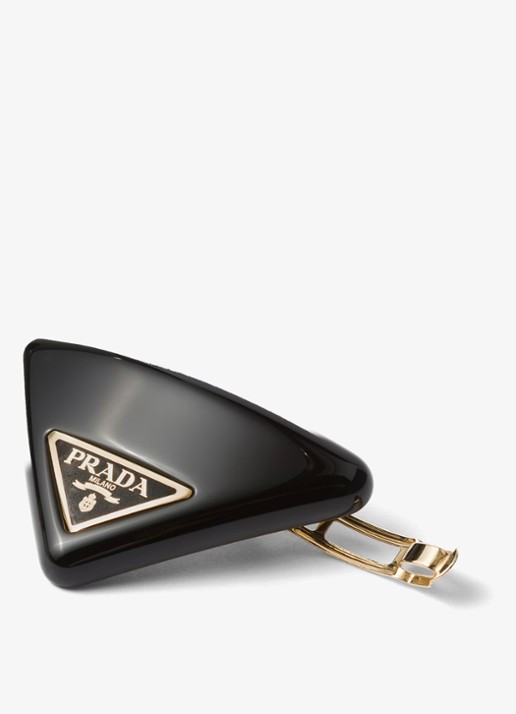 Prada Haarclip met logo - voorkant 2 zwart