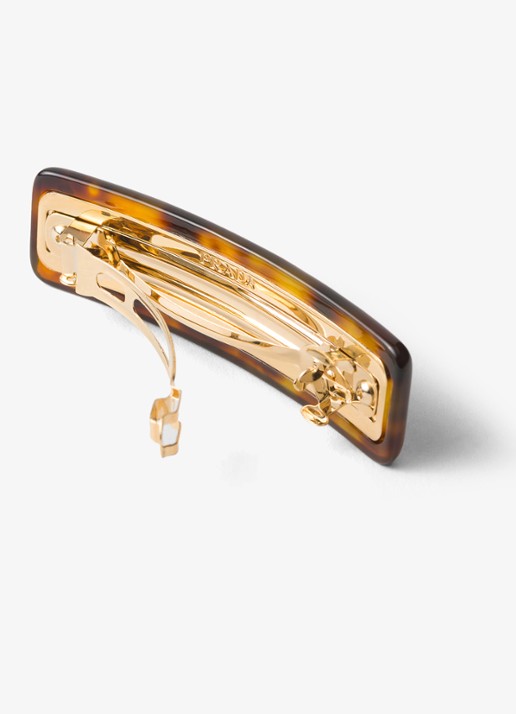 Prada Haarclip met logo - detail 2 bruin